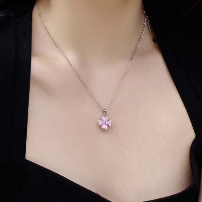 [LUCKY LOVE]Heart-Shaped Four-Leaf Clover Bead Necklace