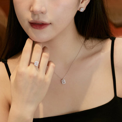[LUCKY LOVE]1.0 Carat Luxurious Dainty Emerald Cut Daily Earrings