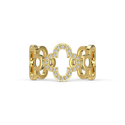[LUCKY LOVE]Hollow Design Four-Leaf Clover Flower Shape Ring
