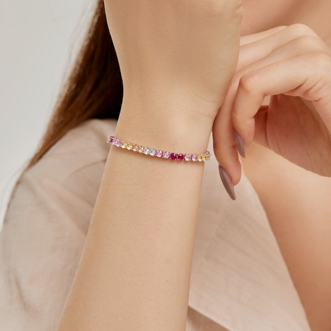 [LUCKY LOVE]Radiant Colorful Round Cut Tennis Bracelet