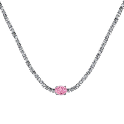 [LUCKY LOVE]1.0 Carat Shining Oval Cut Necklace
