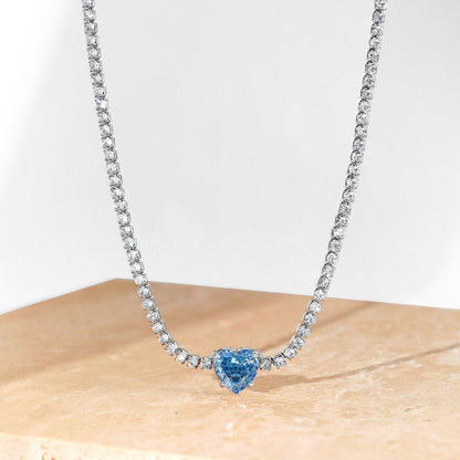 [LUCKY LOVE]2.0 Carat Sparkling Tennis Heart Cut Necklace