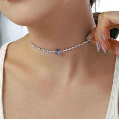 [LUCKY LOVE]2.0 Carat Sparkling Tennis Heart Cut Necklace