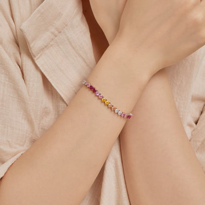 [LUCKY LOVE]Luxurious Colorful Romantic Heart Shape Lover Bracelet