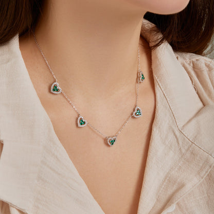 [LUCKY LOVE]Sparkling Five Heart Necklace