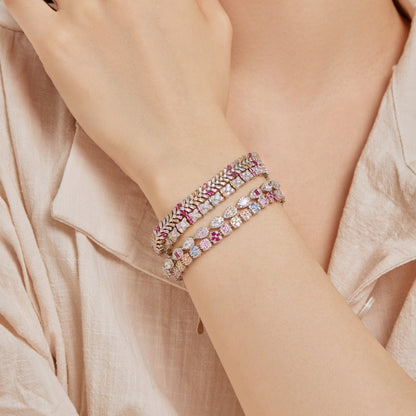 [LUCKY LOVE]Delicate Colorful Emerald Cut Daily Bracelet