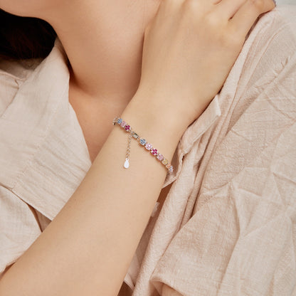 [LUCKY LOVE]Delicate Colorful Emerald Cut Daily Bracelet