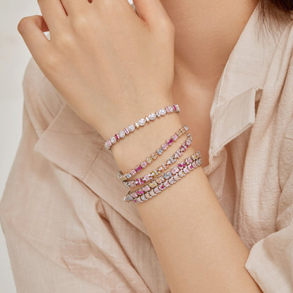 [LUCKY LOVE]Delicate Colorful Emerald Cut Daily Bracelet