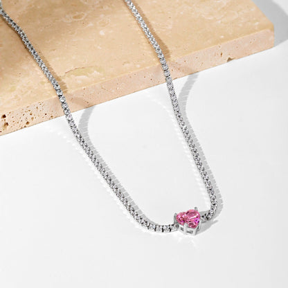 [LUCKY LOVE]2.0 Carat Sparkling Tennis Heart Cut Necklace