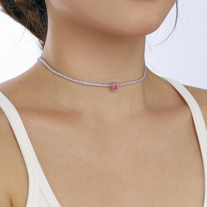 [LUCKY LOVE]2.0 Carat Sparkling Tennis Heart Cut Necklace