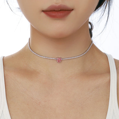 [LUCKY LOVE]2.0 Carat Sparkling Tennis Heart Cut Necklace