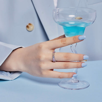 [LUCKY LOVE]Splashy Ornate Emerald Cut Cocktail Ring