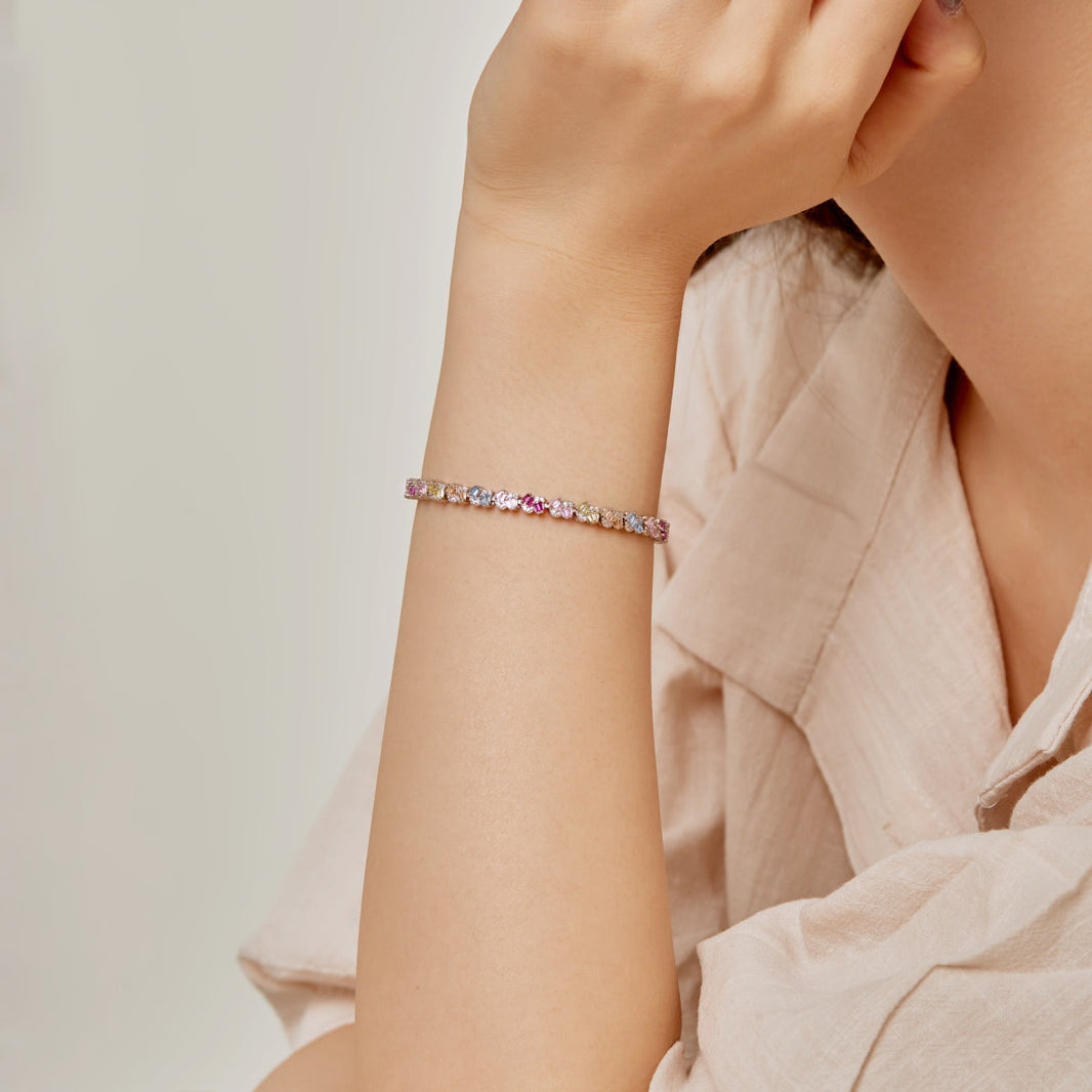 [LUCKY LOVE]Ornate Colorful Flower Shape Party Bracelet