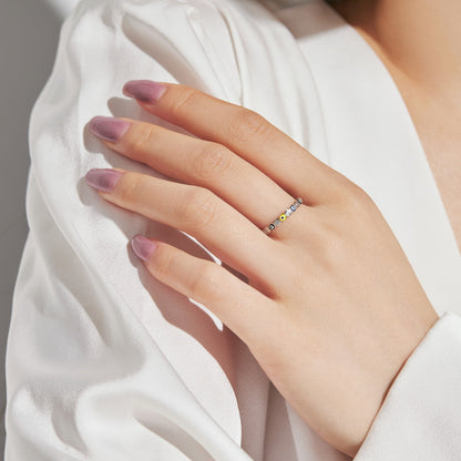 [LUCKY LOVE]Sparkling Vibrant Round Shape Daily Ring