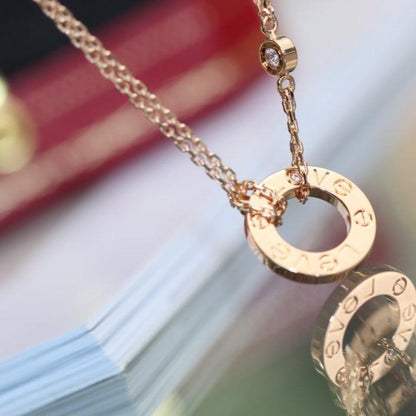[LUCKY LOVE]LOVE NECKLACE ADJUSTABLE ROSE GOLD 2 DIAMOND