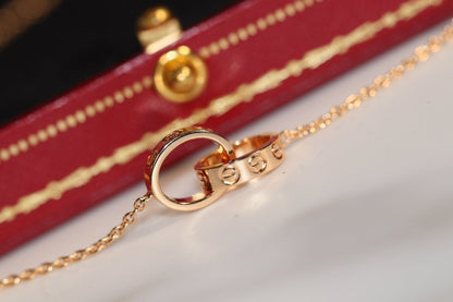 [LUCKY LOVE]LOVE NECKLACE PINK GOLD AND SILVER