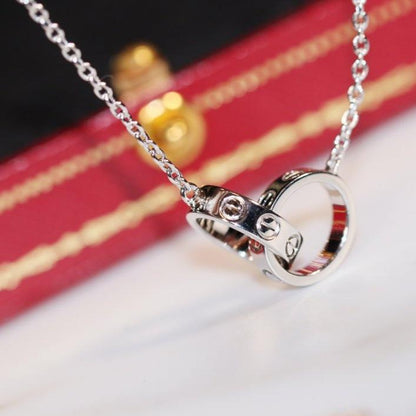 [LUCKY LOVE]LOVE NECKLACE PINK GOLD AND SILVER