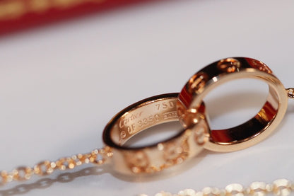 [LUCKY LOVE]LOVE NECKLACE PINK GOLD AND SILVER