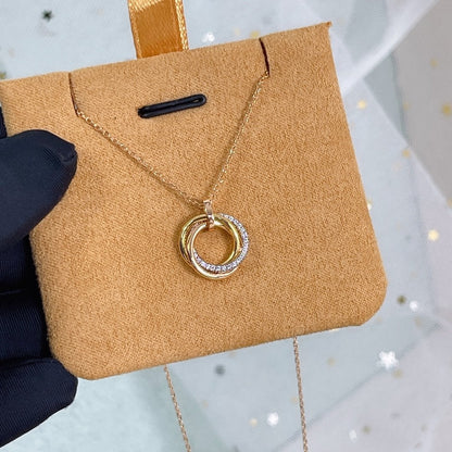 [LUCKY LOVE]TRINITY NECKLACE SILVER GOLD PINK GOLD DIAMONDS