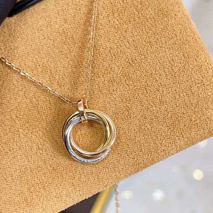 [LUCKY LOVE]TRINITY NECKLACE SILVER GOLD PINK GOLD DIAMONDS