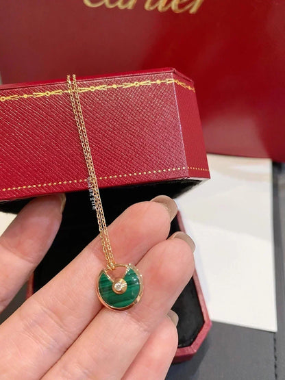 [LUCKY LOVE]AMULETTE ROSE GOLD MALACHITE NECKLACE