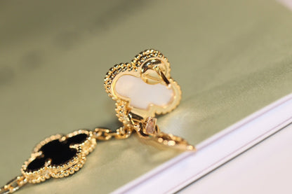 [LUCKY LOVE]CLOVER EARRINGS GOLD ONYX MOP 3 MOTIF