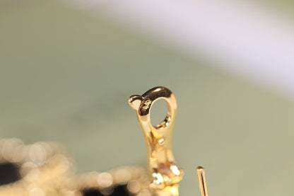 [LUCKY LOVE]CLOVER EARRINGS GOLD ONYX MOP 3 MOTIF