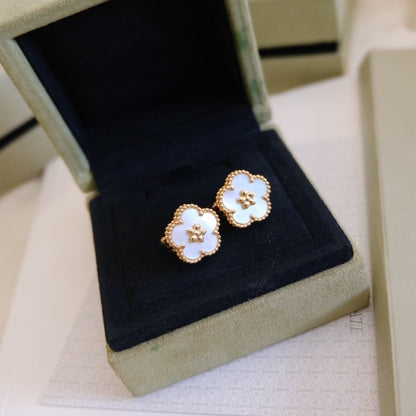 [LUCKY LOVE]LUCKY PINK GOLD WHITE MOP EARRINGS