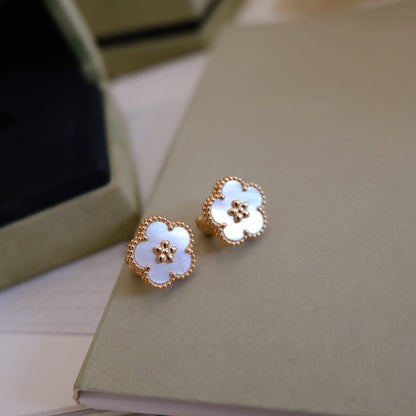 [LUCKY LOVE]LUCKY PINK GOLD WHITE MOP EARRINGS