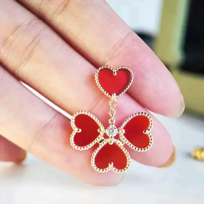 [LUCKY LOVE]SWEET CLOVER CARNELIAN EARRINGS