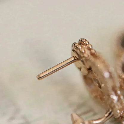 [LUCKY LOVE]CLOVER MEDIUM 1 MOTIFS FUll DIAMOND EARRINGS