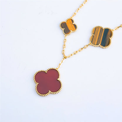 [LUCKY LOVE]CLOVER BRACELET 5 MOTIFS CARNELIAN TIGER EYE