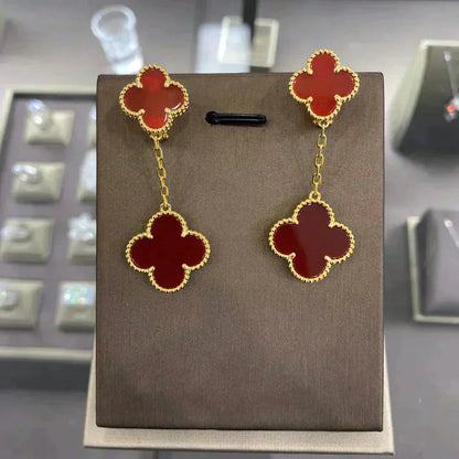 [LUCKY LOVE]CLOVER 2 MOTIFS  EARRINGS (MULTIPLE CHOICESC