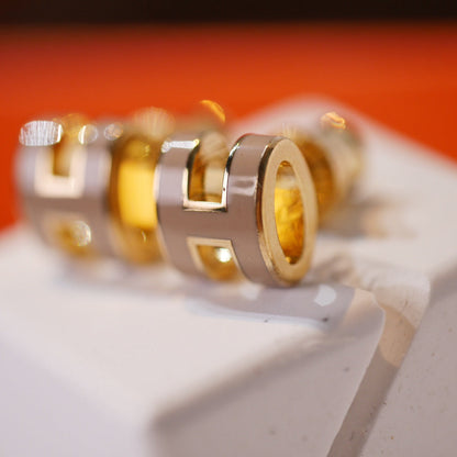 [LUCKY LOVE]MINI POP H GOLD EARRINGS GREY