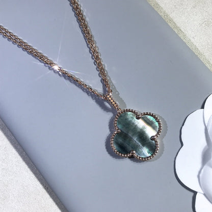 [LUCKY LOVE]CLOVER 25MM GOLD DARK MOP BIG CLOVER NECKLACE