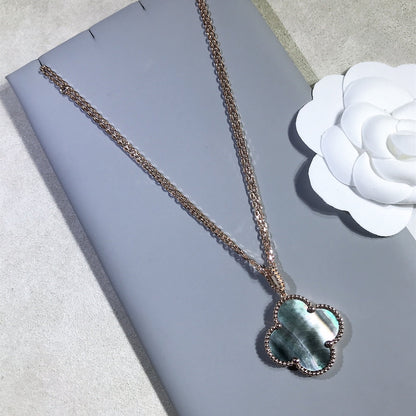 [LUCKY LOVE]CLOVER 25MM GOLD DARK MOP BIG CLOVER NECKLACE