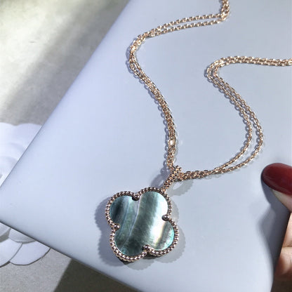 [LUCKY LOVE]CLOVER 25MM GOLD DARK MOP BIG CLOVER NECKLACE