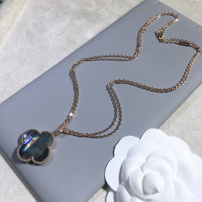 [LUCKY LOVE]CLOVER 25MM GOLD DARK MOP BIG CLOVER NECKLACE