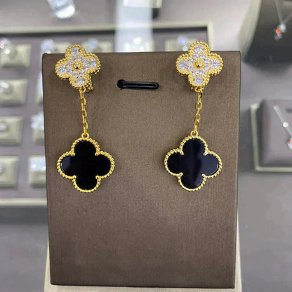 [LUCKY LOVE]CLOVER  2 MOTIFS  DIAMOND  EARRINGS (MULTIPLE CHOICESç´