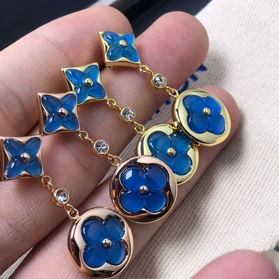[LUCKY LOVE]STAR AND SUN AGATE DIAMOND EARRINGS