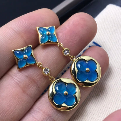[LUCKY LOVE]STAR AND SUN AGATE DIAMOND EARRINGS