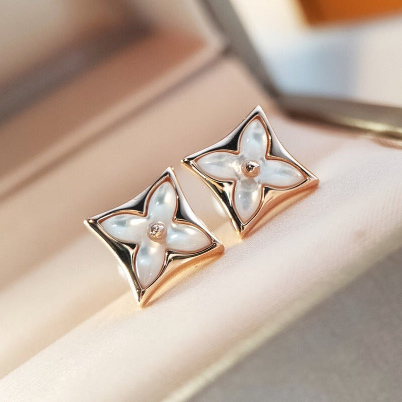 [LUCKY LOVE]STAR MOP PINK GOLD EARRINGS
