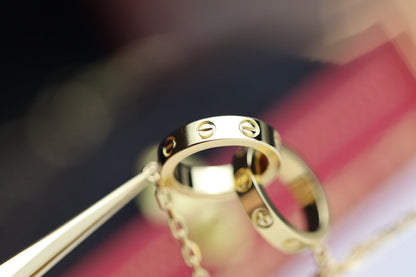 [LUCKY LOVE]LOVE NECKLACE DOUBLE RING GOLD