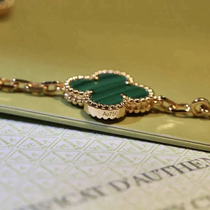 [LUCKY LOVE] CLOVER 5 MOTIF MALACHITE BRACELET COLLECTION