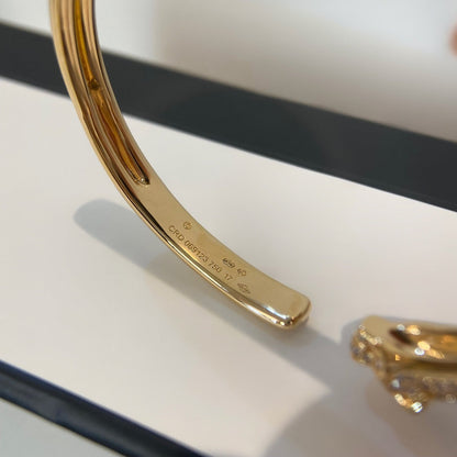 [LUCKY LOVE]PANTHERE GOLD DIAMOND OPEN BRACELET