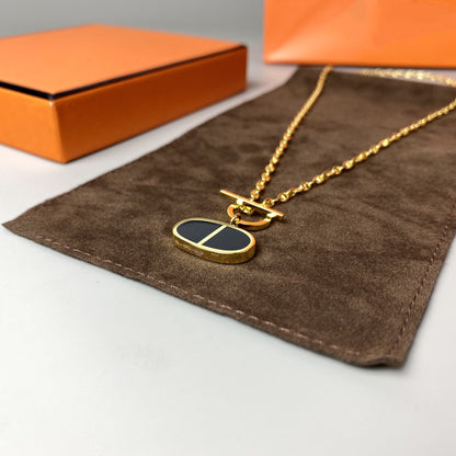 [LUCKY LOVE]CHAINE VERSO BLACK CERAMIC NECKLACE
