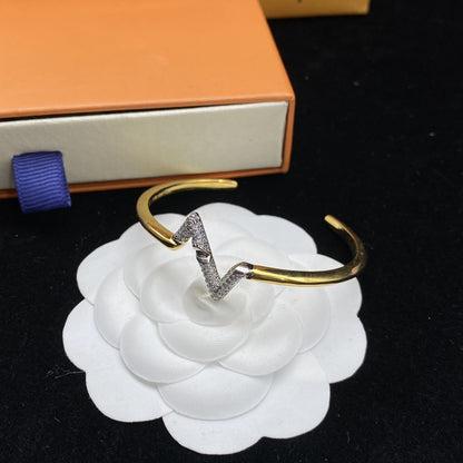 [LUCKY LOVE]VOLTE UPSITE DOWN DIAMOND GOLD OPEN BRACELET