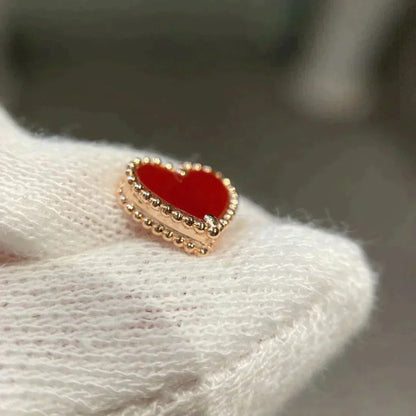 [LUCKY LOVE]HEART CARNELIAN STUD EARRINGS