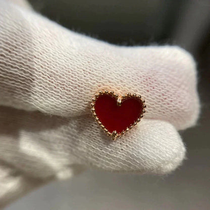 [LUCKY LOVE]HEART CARNELIAN STUD EARRINGS