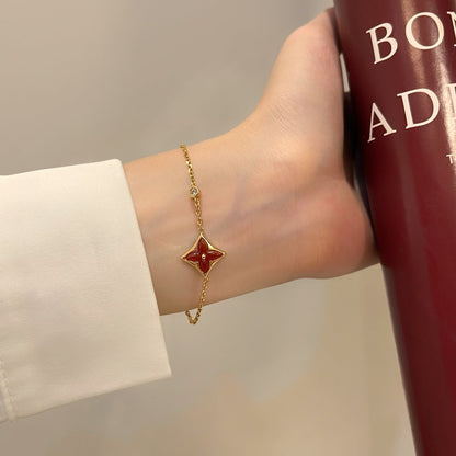 [LUCKY LOVE]COLOR STAR CARNELIAN PINK GOLD DIAMOND BRACELET